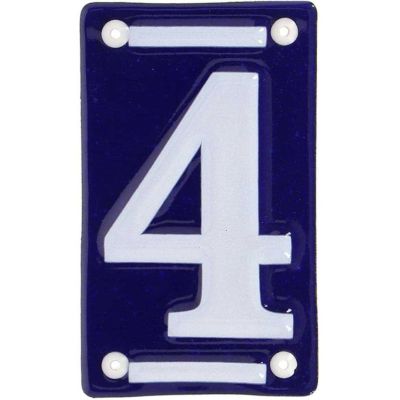 Numéro de maison 30 émaillé vintage : plaque en métal bleu et blanc - France