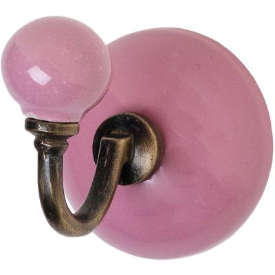 Patère classique ronde en céramique (rose - mona)