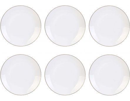 Assiettes blanches, avec bordure dorée 18,5 cm