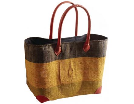 Sac cabas tricolore palmier et rabane (36 cm)
