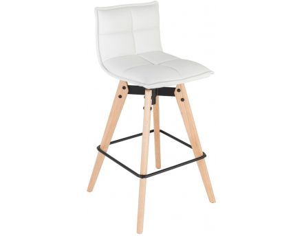 tabouret de bar design avec pieds en chêne (blanc)