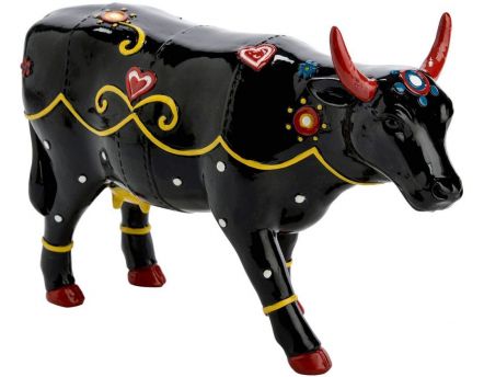 Vache déco en polyrésine Crazy (Noir avec motifs)