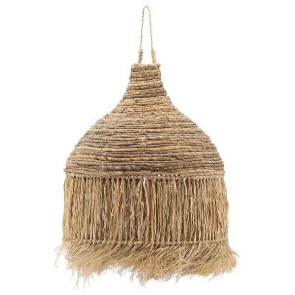 Abat-jour en abaca avec franges