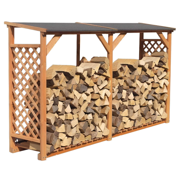 Abri bûches en bois coloris miel
