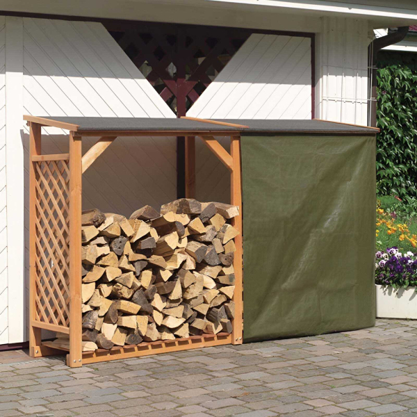 Abri bûches en bois coloris miel - IDEANATURE