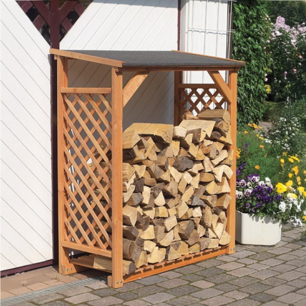 Abri bûches en bois coloris miel - IDEANATURE