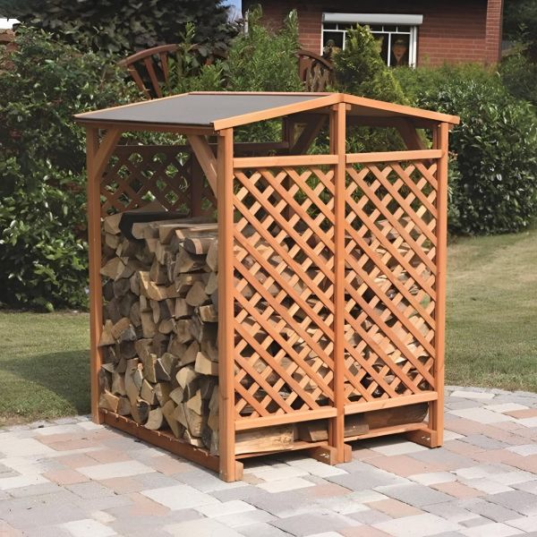 Abri bûches double en pin Brême - IDEANATURE