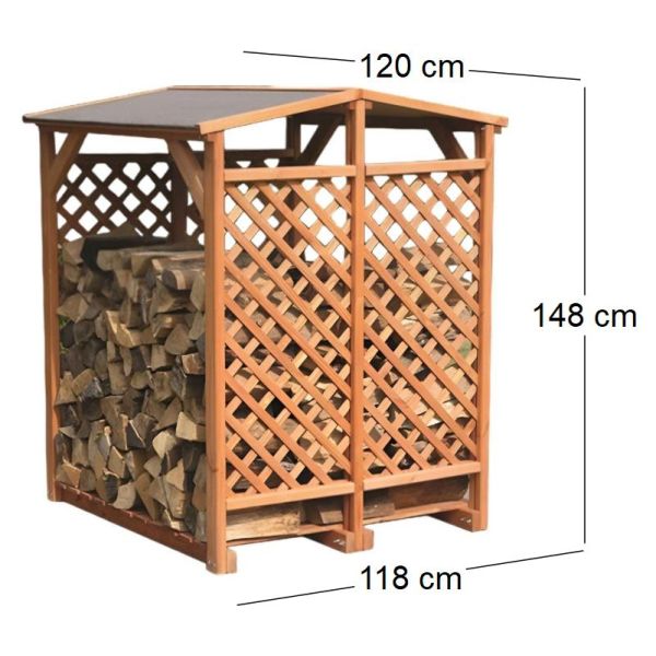 Abri bûches double en pin Brême - IDE-0211