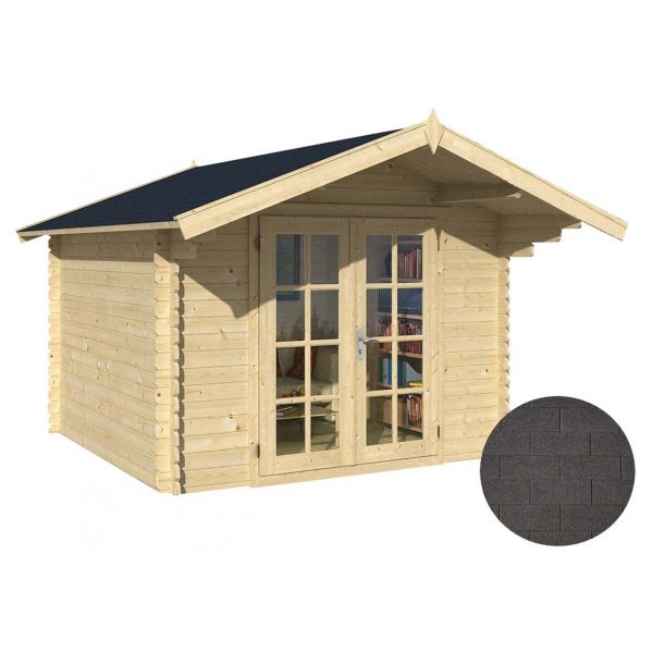 Abri de jardin en bois tanneron (bardeau droit noir)