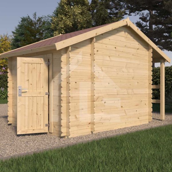 Abri de jardin en épicéa double pente 4.90 m2 avec appentis Vilano - EDE-0396