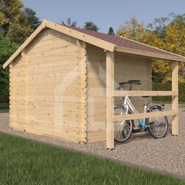 Abri de jardin en épicéa double pente 4.90 m2 avec appentis Vilano - 1879