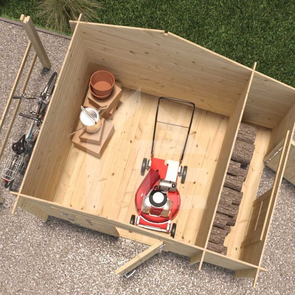 Abri de jardin en épicéa double pente 4.90 m2 avec appentis Vilano - 5