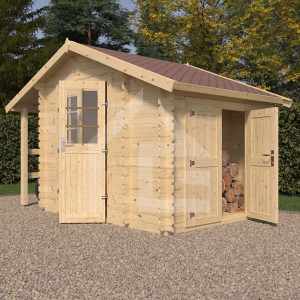 Abri de jardin en épicéa double pente 4.90 m2 avec appentis Vilano - 6