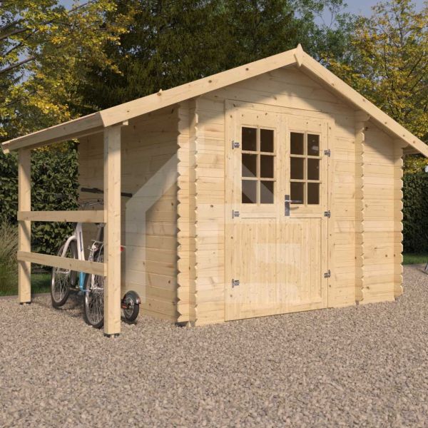 Abri de jardin en épicéa double pente 4.90 m2 avec appentis Vilano - 