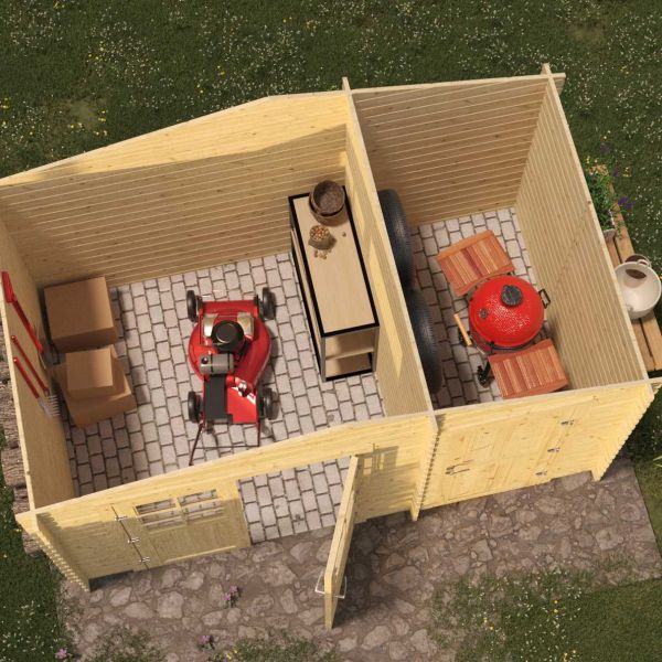 Abri de jardin en épicéa 2 espaces double pente 7.30 m2 Aster - 5