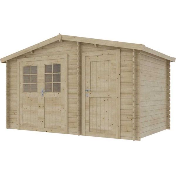 Abri de jardin en épicéa 2 espaces double pente 7.30 m2 Aster