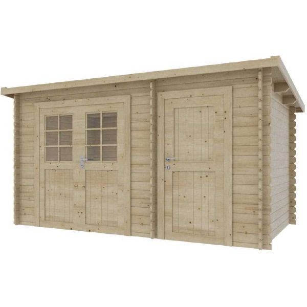 Abri de jardin en épicéa 2 espaces mono-pente 7.30 m2 Aster