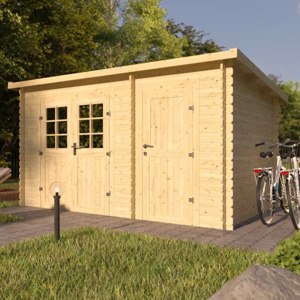 Abri de jardin en épicéa 2 espaces mono-pente 7.30 m2 Aster - 