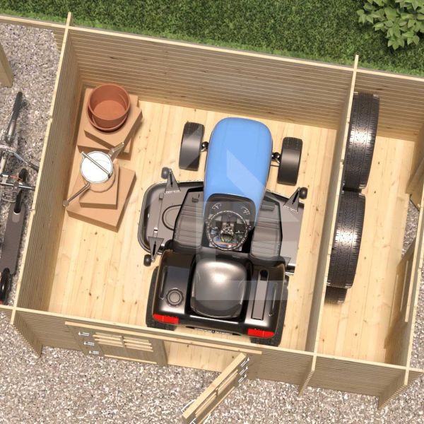 Abri de jardin en épicéa mono pente 4.90 m2 avec appentis Vilano - 6