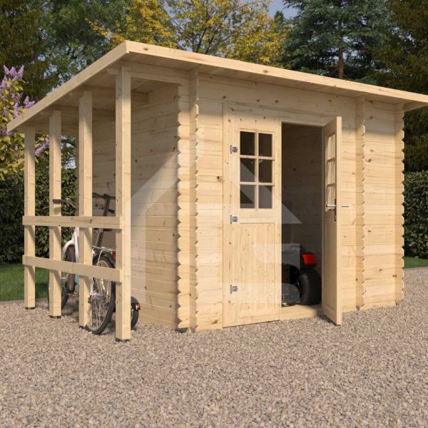 Abri de jardin en épicéa mono pente 4.90 m2 avec appentis Vilano - 