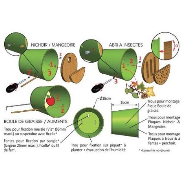 Abri pour oiseaux et insectes 5 en 1 Garden Life Box - GUI-0112