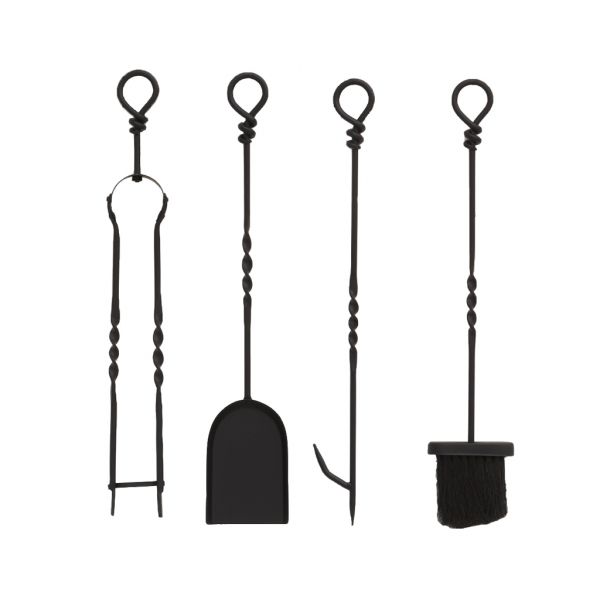 Accessoires de cheminée en fer forgé (lot de 4)