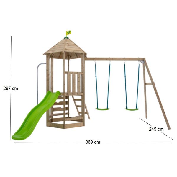Aire de jeux en bois avec glissière et portique Castelwood - 17