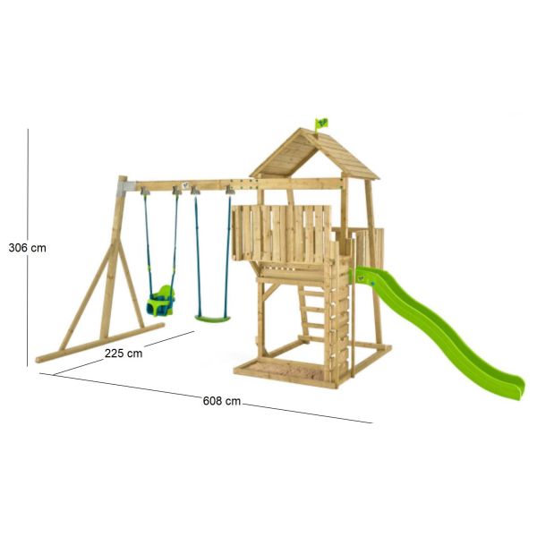 Aire de jeux en bois avec glissière et portique Kingswood - 9