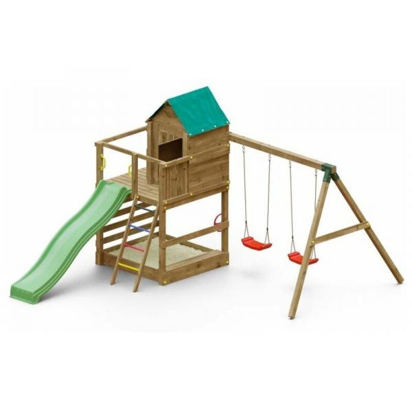 Aire de jeux toboggan et balançoire double Jarcas - FUNGOO