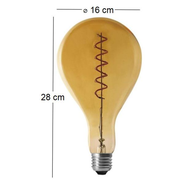 Ampoule goutte d'eau à led spirale ambrée 16 cm - 6