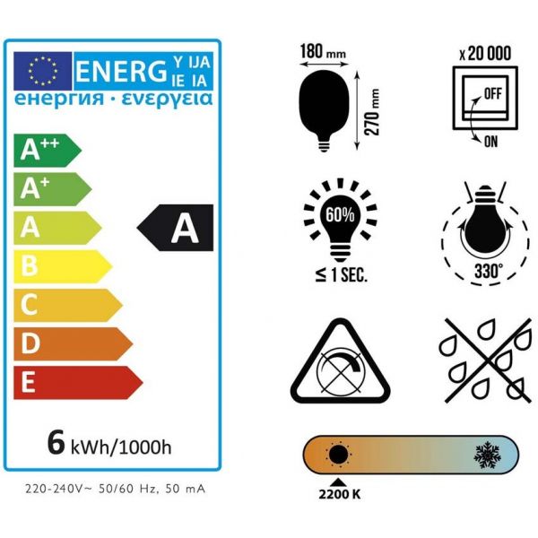 Ampoule ovale LED spirale 27 cm - 5