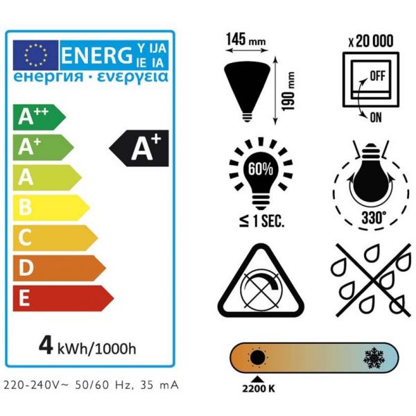 Ampoule pyramide LED ambré 19 cm - 5