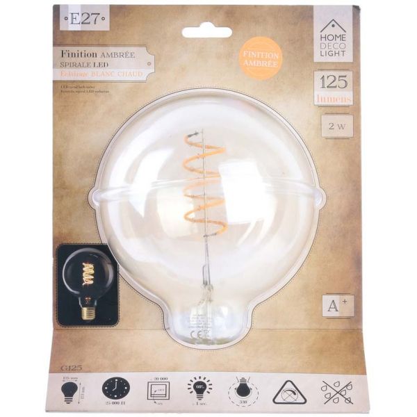 Ampoule ronde LED spirale ambré 17 cm - THE HOME DECO LIGHT