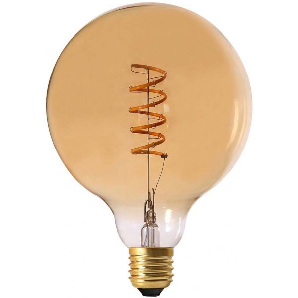 Ampoule ronde LED spirale ambré 17 cm