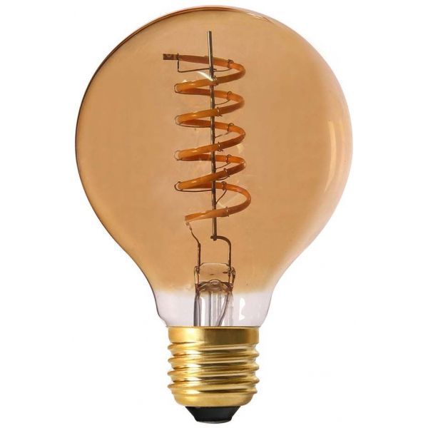Ampoule ronde ambrée avec spirale LED 12.6 cm