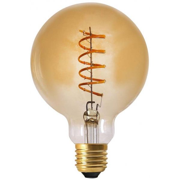 Ampoule ronde ambrée avec spirale LED 14.5 cm