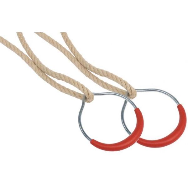 Anneaux de gymnastique en métal avec corde (Lot de 2)