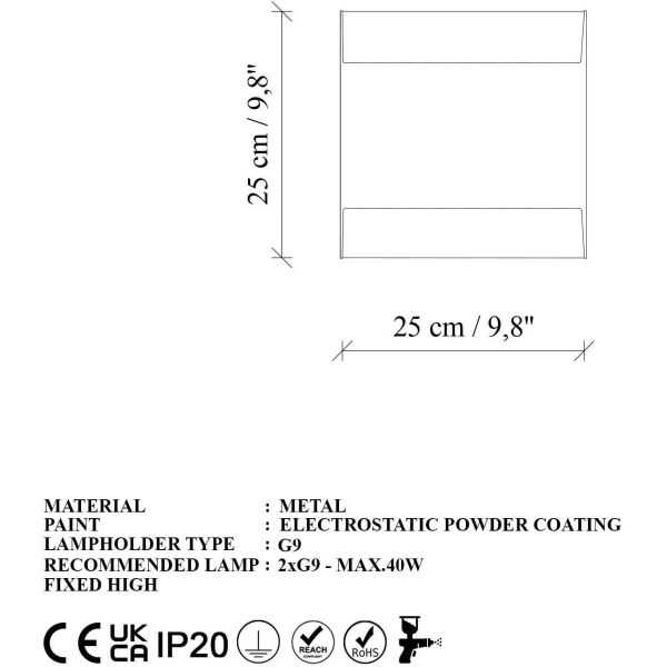 Applique en métal 25 x 25 x 11 cm Bera - ASI-2490