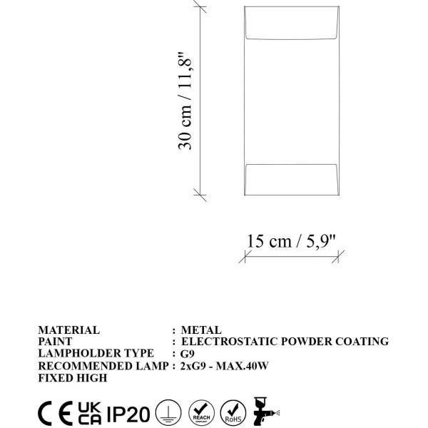 Applique en métal 15 x 30 x 11 cm Bera - ASI-2491