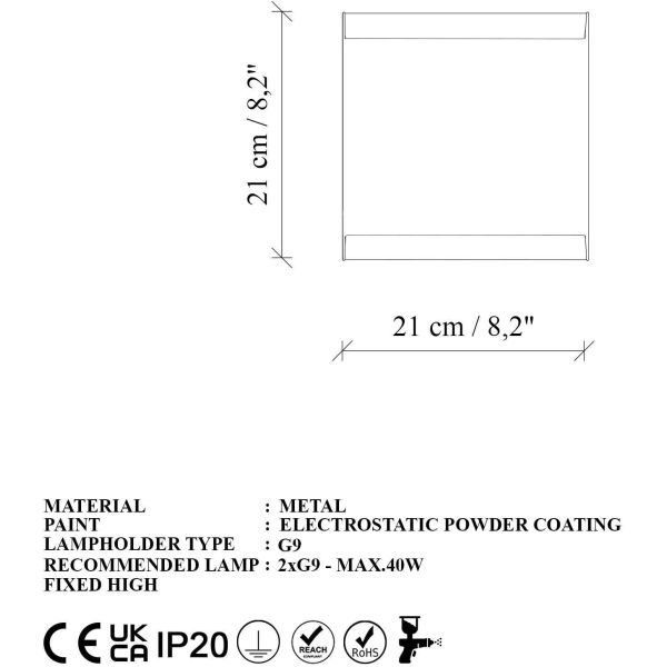 Applique en métal 15 x 15 x 11 cm Bera - ASI-2487