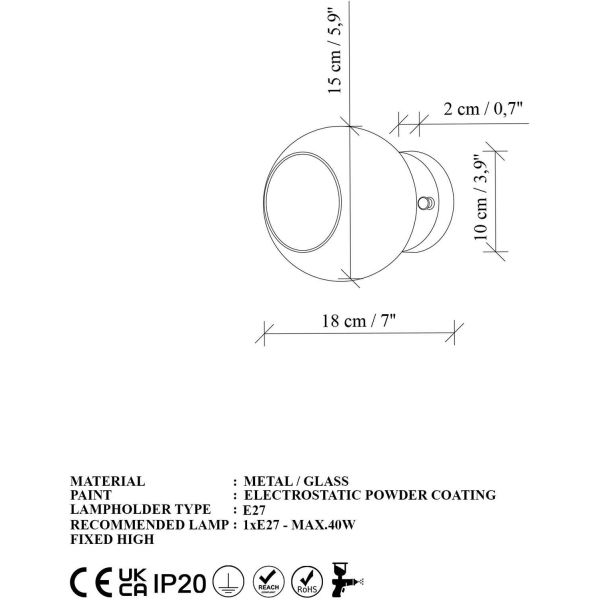 Applique en métal et verre Benek - ASI-2483