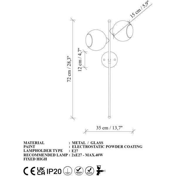 Applique en métal et verre Benek - ASI-2511