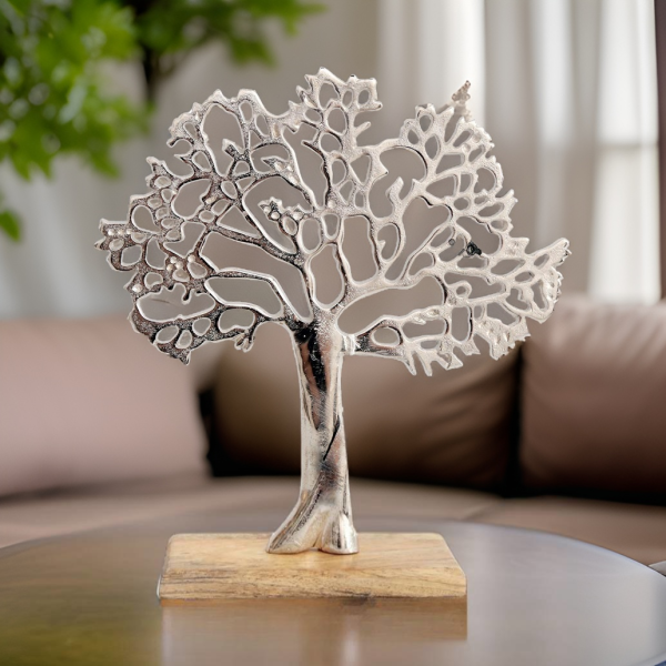 Arbre décoratif en aluminium et bois de manguier Arbre de vie - SIL