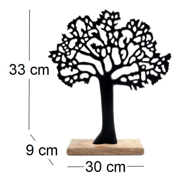 Arbre décoratif en aluminium noir et bois de manguier Arbre de vie - SIL