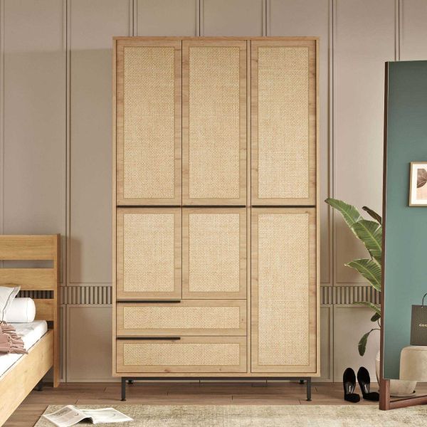 Armoire en aggloméré et effet cannage Only - HANAH HOME