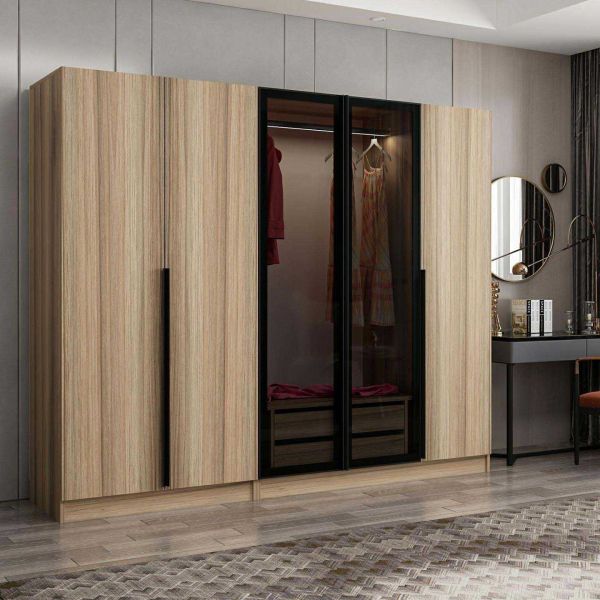 Armoire en aggloméré et verre Kale Plus - HANAH HOME