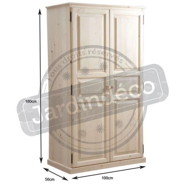 Armoire bois brut 2 portes - AUB-0115