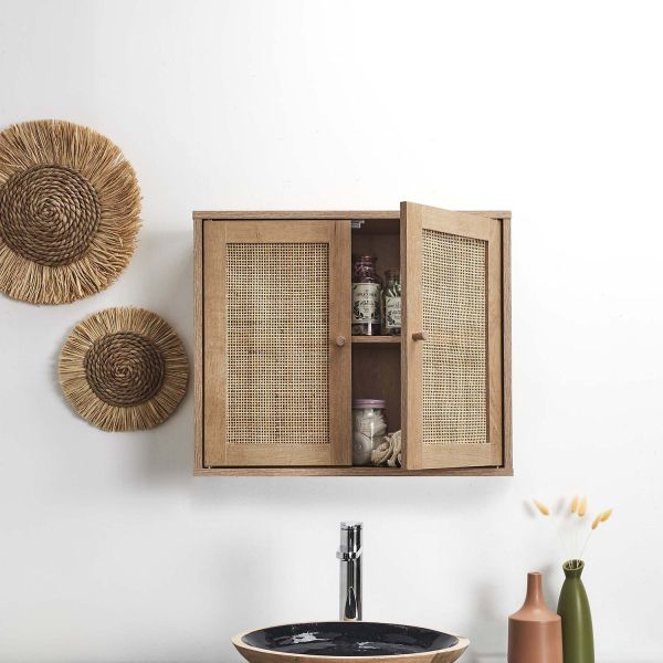 Armoire murale cannage et bois Bali - THE HOME DECO FACTORY