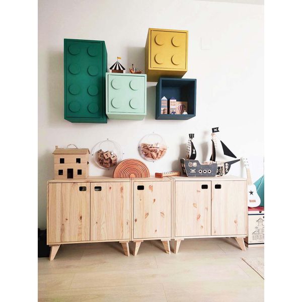 Armoire en pin brut 1 porte 2 tablettes Dinamic - 5