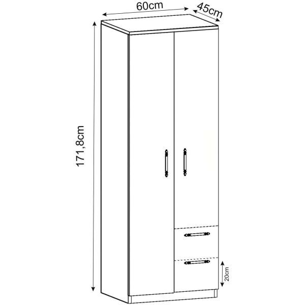 Armoire 2 portes, 2 tiroirs Merlin - ASI-1956
